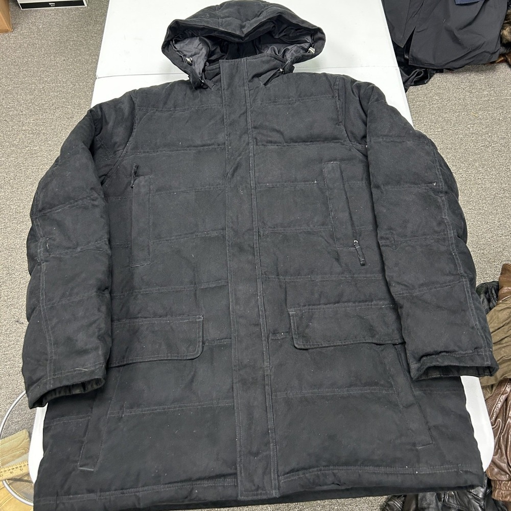 L.L.Bean Baxter State Parka Mens XL Tall Black Goose Down Hooded Heavy Coat